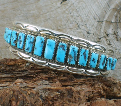 Native American Sterling and Turquoise Cuff Bracelet